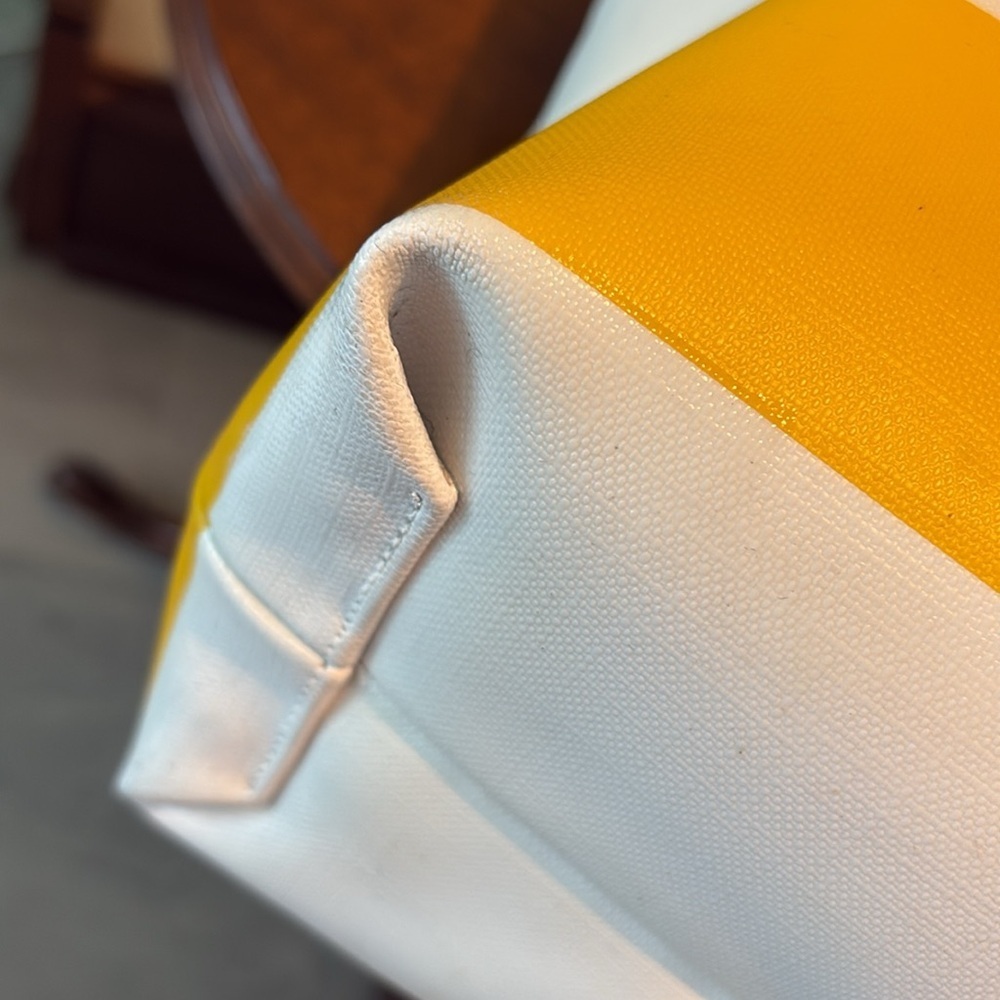 Coach  Tote  striped  yellow/white PVC   leather & patent leather trim
30511 EUC - Picture 14 of 17